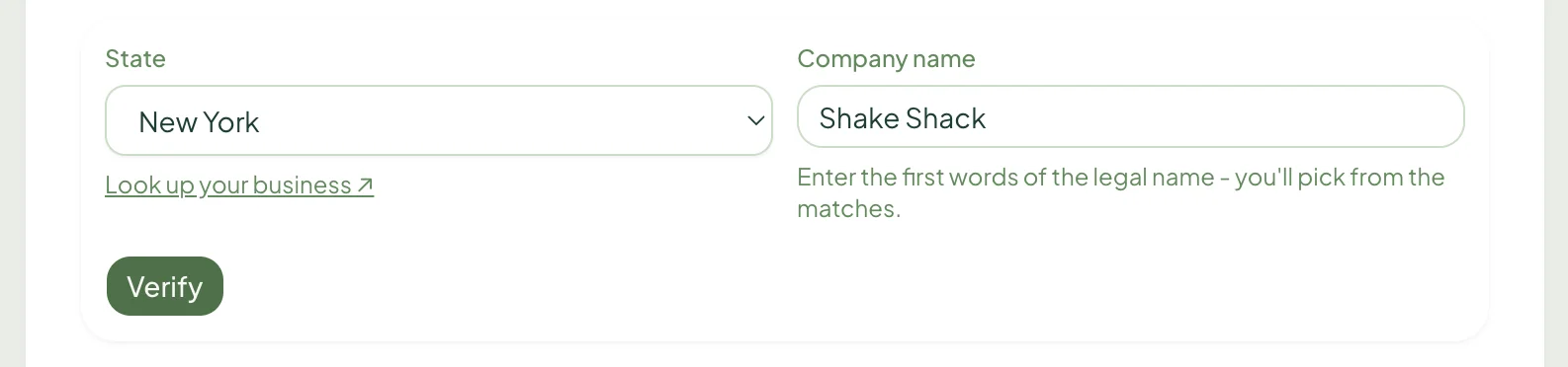 Import your business form with state and company name fields